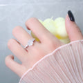 Cinnabar Rose Vintage Camellia Small Flower Index Finger Red Zircon Rings - Transparent Rose Ring / Copper (White Gold Color Adjustable Opening) MegaBDM