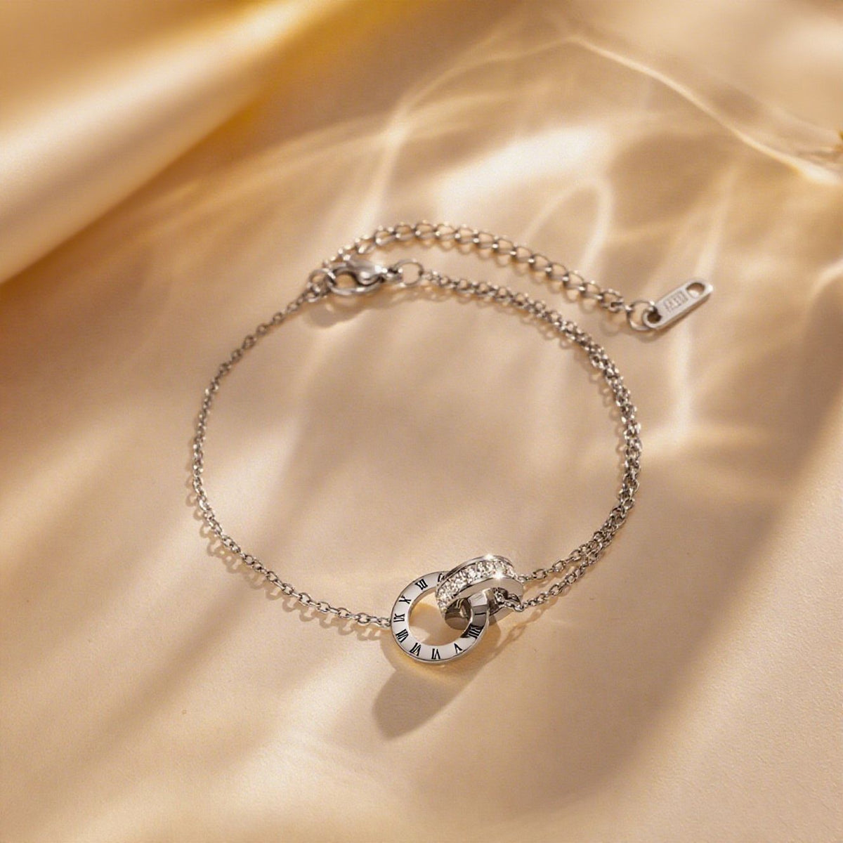 Women's Commuter Titanium Steel Light Luxury Couple Bracelets - S013-Roman Double Ring-Bracelet-Steel Color MegaBDM
