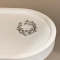 Women's Zircon Female Twin Pearl Opening Adjustable Rings - 05 Five Pearls Cross Ring MegaBDM