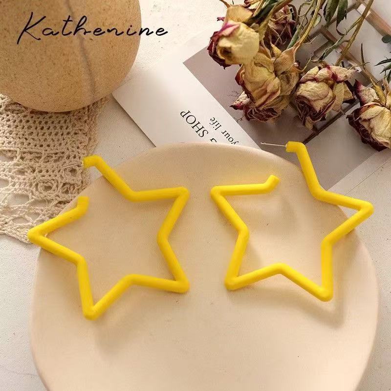 Big Five-pointed Star Western Style Colorful Unique Stud Earrings - Yellow Five-Pointed Star MegaBDM