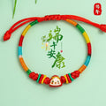 Festival Colorful Rope Ethnic Style Hand-woven Adult Small Sachet Carrying Bracelet - 57 Winding Treasure (Red) MegaBDM