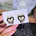 Warm Soft Wind Love Dripping Oil Bow Sier Needle Earrings - A1834 Black MegaBDM