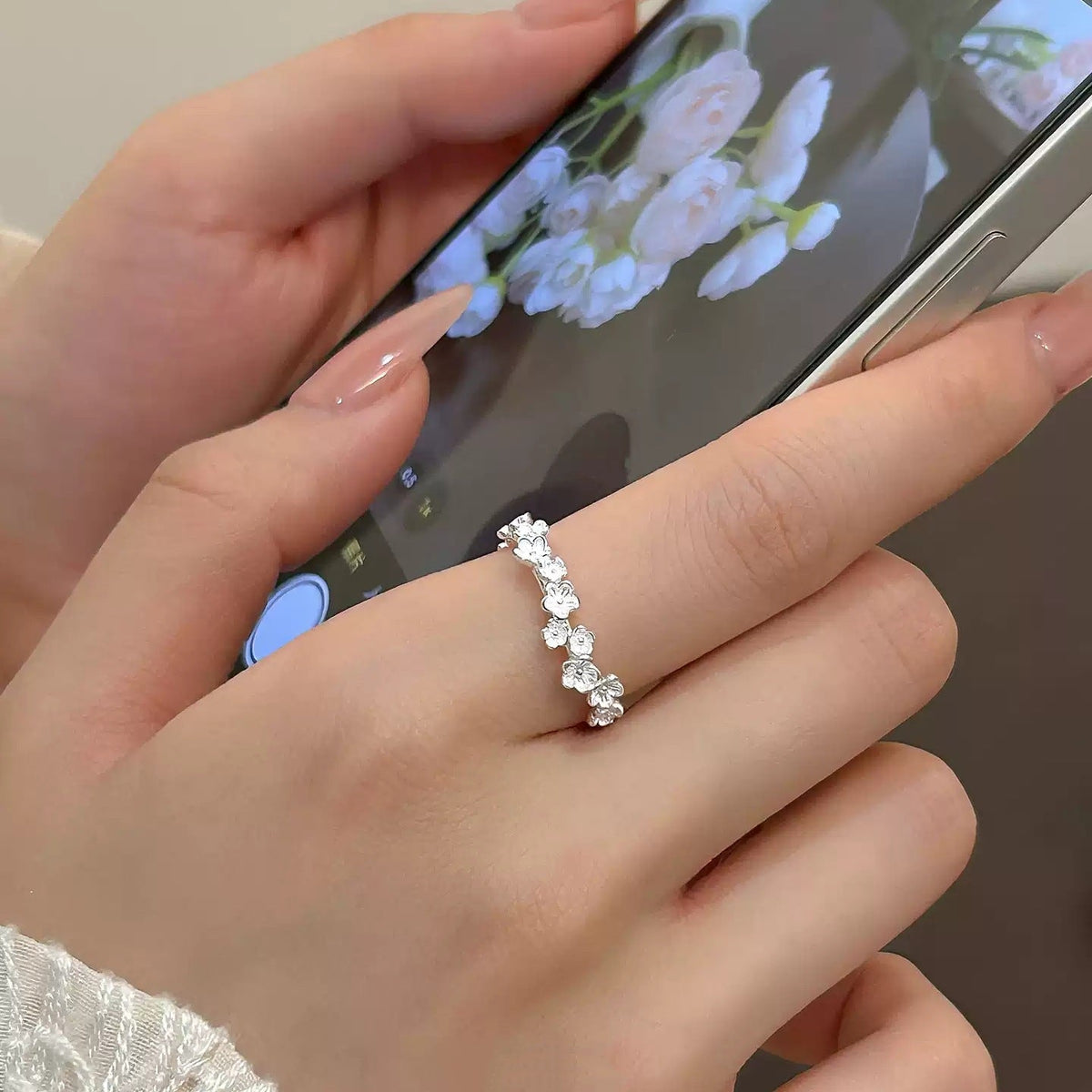Light Luxury High-grade Korean Sweet Dignified Flowers Forefinger Rings - Large Flower Ring MegaBDM