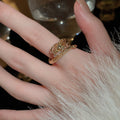 Women's Shining Diamond Snake-shaped Sier Open Advanced Texture Simple Trendy Cool Ring - 64# Open Ring-Golden-Dragon Shape MegaBDM