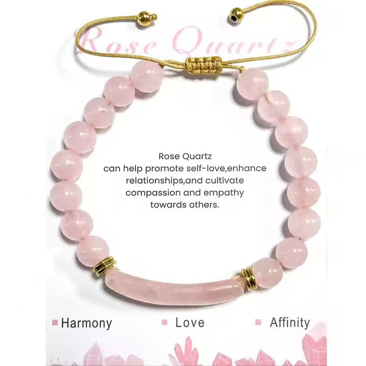 Women's Crystal Agate Light Luxury Minority Exquisite Lucky High Sense Girlfriend Bracelet - Pink Crystal Card MegaBDM