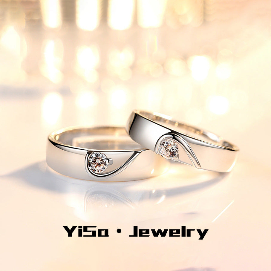 Couple Design Fashion Rhinestone Zircon Opening Ring MegaBDM