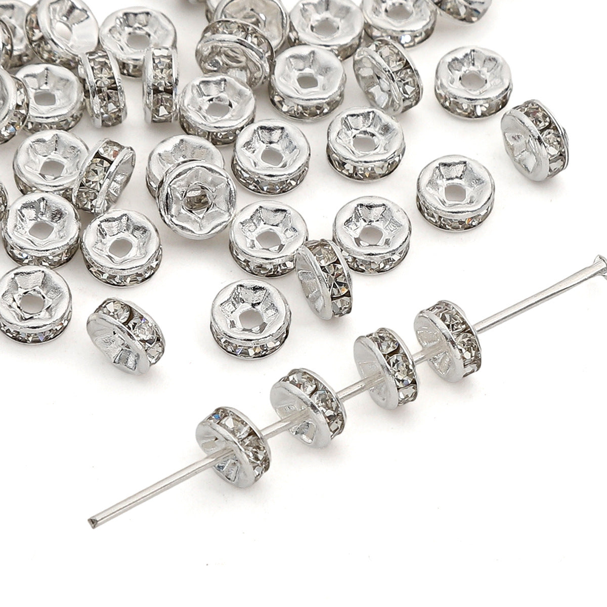 Versatile Hoop Floral Ball Separator Beads Jewelry Accessories - #05 8mm Silver 20 PCs/Bag about 4G MegaBDM