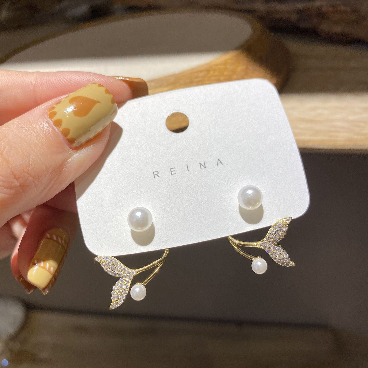 Women's Sier Pin Korean Style High Sense Special Earrings - 51# Fishtail Pearl MegaBDM