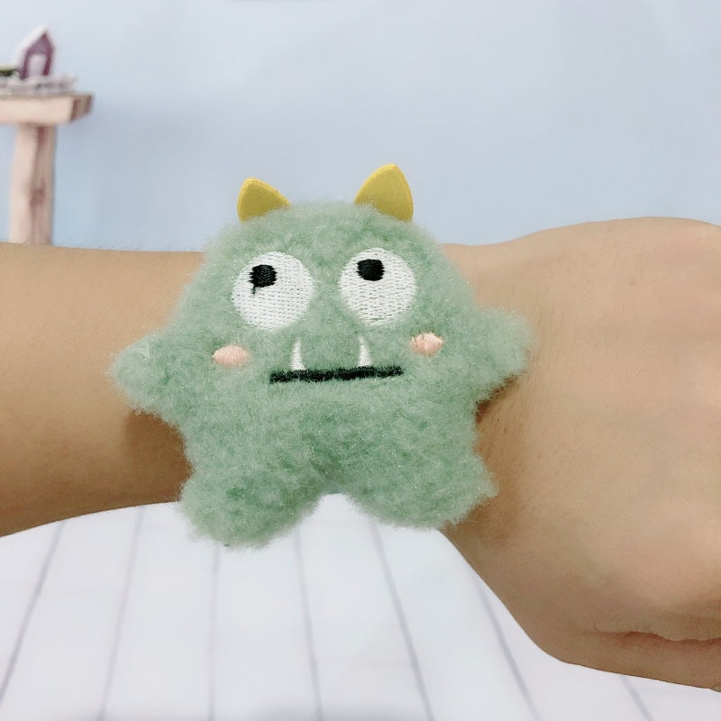 Children's Plush Cartoon Pop Cute Sun Flower Couple Female Dinosaur Slap Bracelet - 64# Little Monster-Green MegaBDM