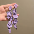 Women's Needle Fabric Purple Flower Tassel Light Luxury High-grade Temperament Fashionable Earrings - 10# Silver Needle-Purple MegaBDM