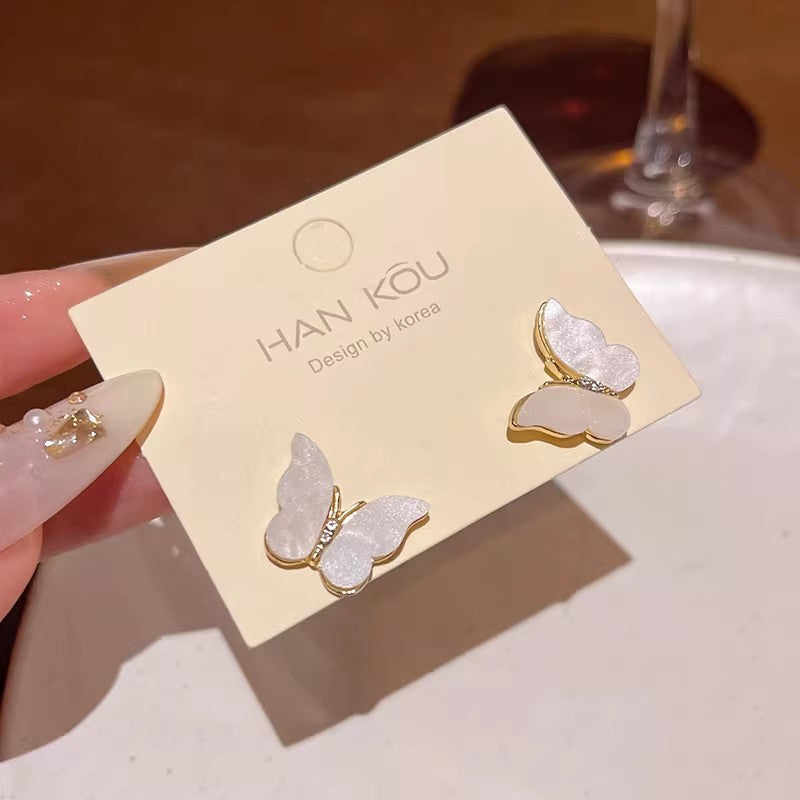 Women's Zircon Tassel Light Luxury High Sense Stud Earrings - 11# imitation shell butterfly studs MegaBDM