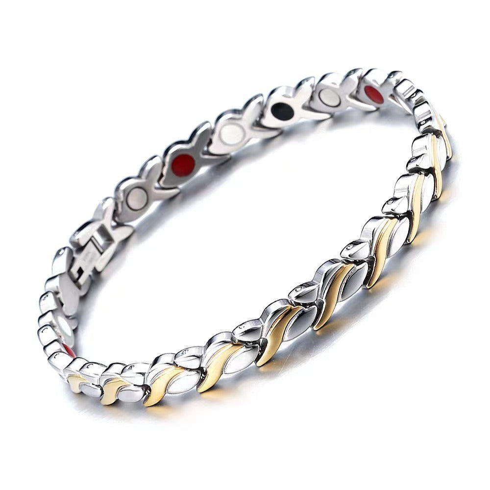 Men's Detachable Magnet Module Couple Magnetic Brace Bracelets - Small Fish Silver Gold MegaBDM