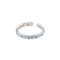 Eye Brass Open Zircon Diamond Adjustable Fashion Ring - Silver-Light Blue Jz0051 / Adjustable Opening MegaBDM