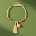 Festival Colorful Rope Ethnic Style Hand-woven Adult Small Sachet Carrying Bracelet - Peach Blossom Tasseled Zongzi [Light Green] MegaBDM