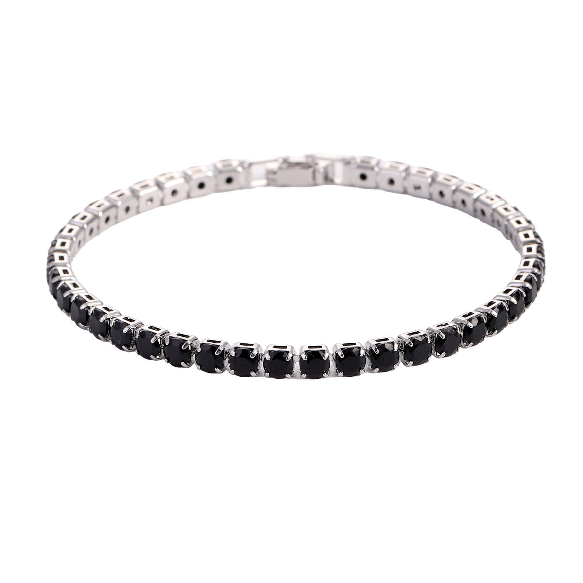 Women's Copper Micro Inlaid Zircon High-grade Light Luxury Simple Tennis Bracelets - 4.0 Platinum Black Diamond-17cm MegaBDM
