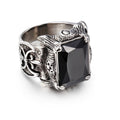 Men's Stainless Steel Hand Retro Punk Brother Ruby Titanium Rings - Steel Black / No. 12 MegaBDM