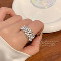 Diamond Super Flash Zircon Open Design Sense Niche High Class Ring - R5166 Pearl Zircon Open Ring MegaBDM