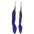 Classy Casual Cool Ethnic Style Feather Earrings - Sapphire Blue MegaBDM