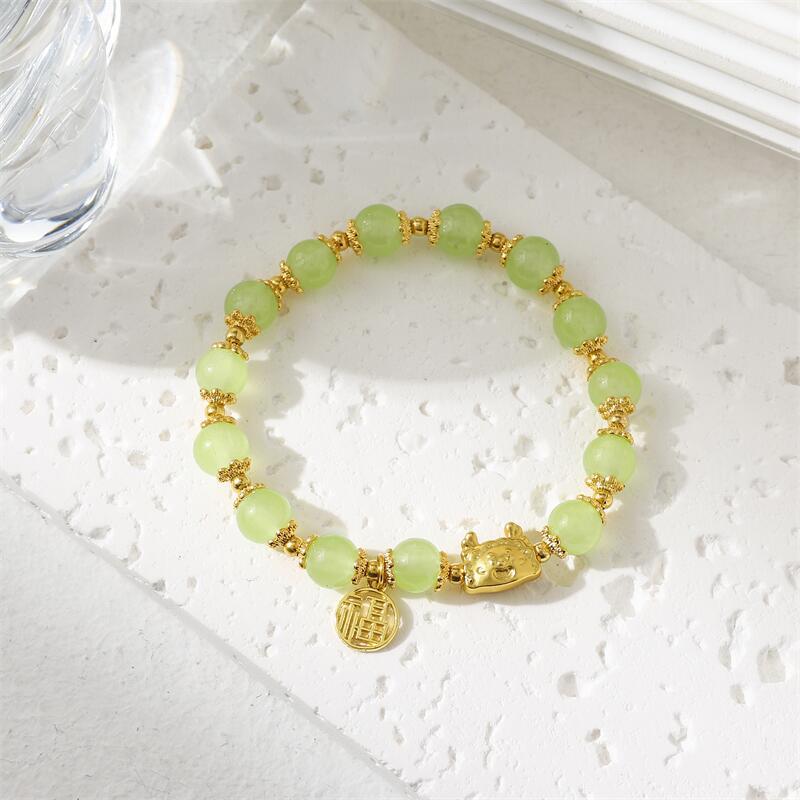 Style Chinese Dragon Female Life High Bracelet - Ice Green Little Golden Dragon MegaBDM