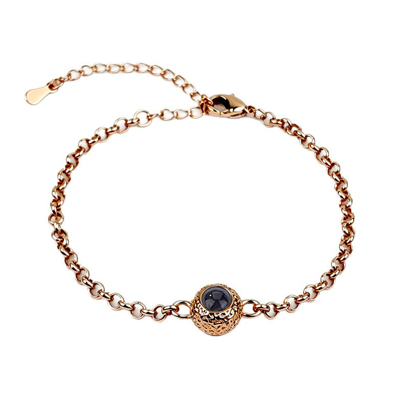 South American Metal Beads Projection Stone Color Picture Carving Bracelet - Rose Gold MegaBDM