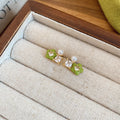 Women's Flower Shell Tassel Light Luxury High-grade Earrings - 57# Silver Needle-Golden-Green MegaBDM