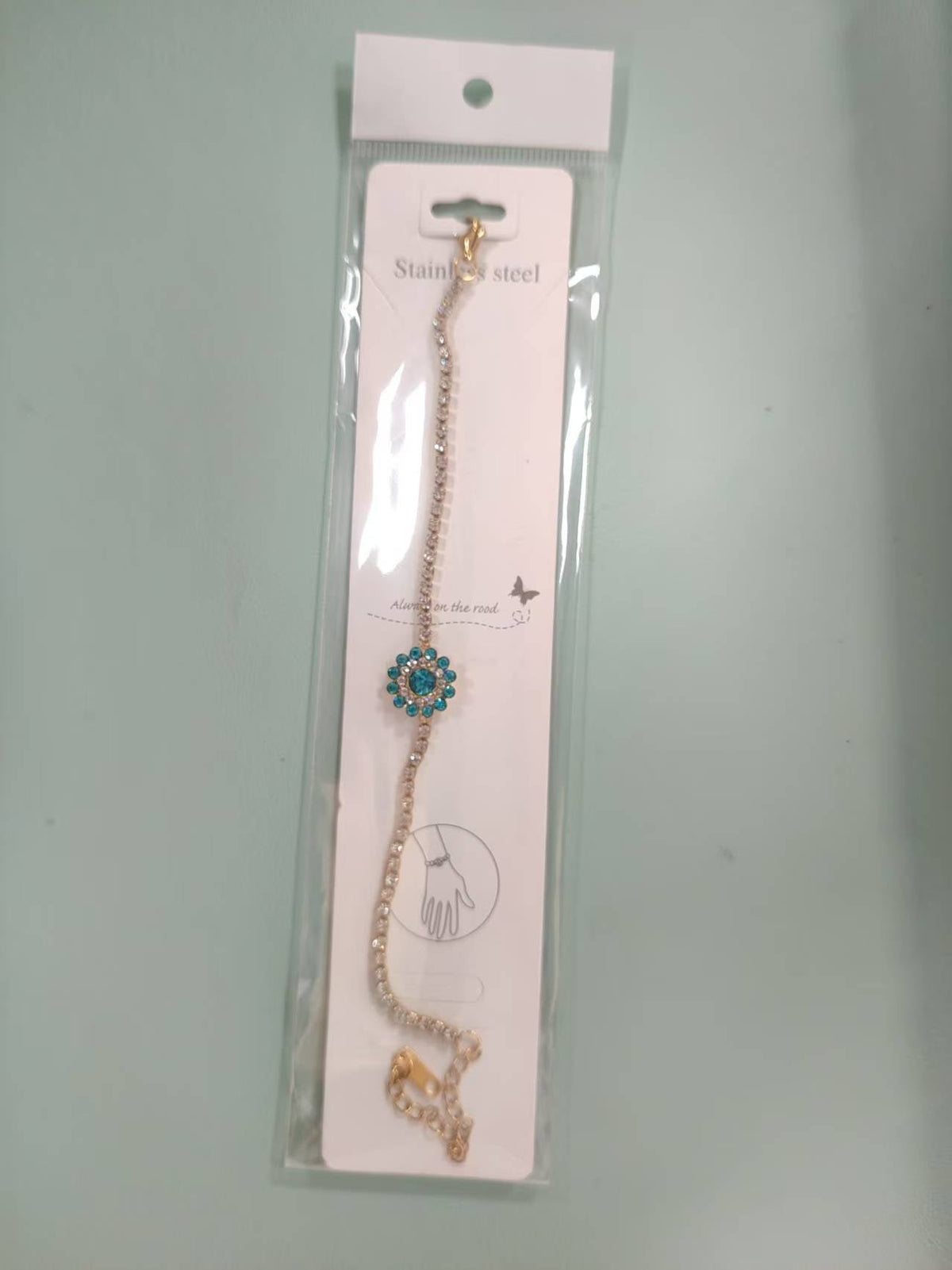 Zircon Tennis Chain Light Luxury Cold Style Girlfriends Full Diamond Bracelets - Small Blue Flowers Bracelet MegaBDM
