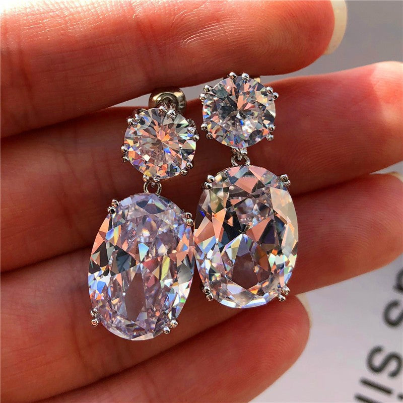 Graceful Fashionable Egg-shaped Large Zircon Optional Rings - White MegaBDM