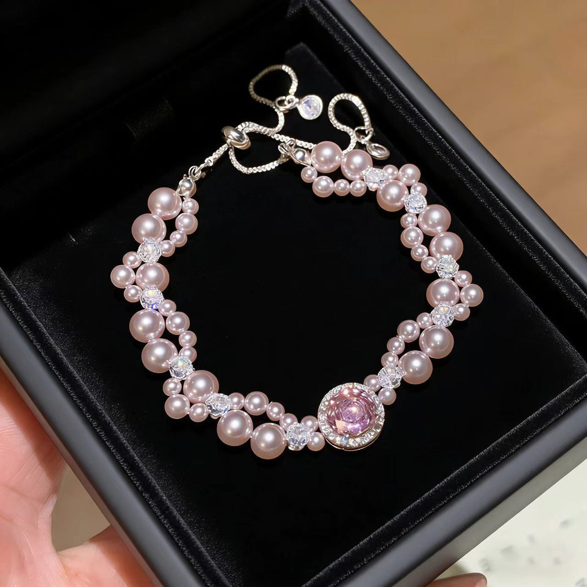 Women's Manta Rose Cut Pearl Zircon Light Luxury Bracelet - 842 Manta Rose Cut Pull Bracelet MegaBDM