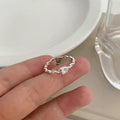 Women's Entire Sterling Sier Pearl Design High-grade Sense Rings MegaBDM