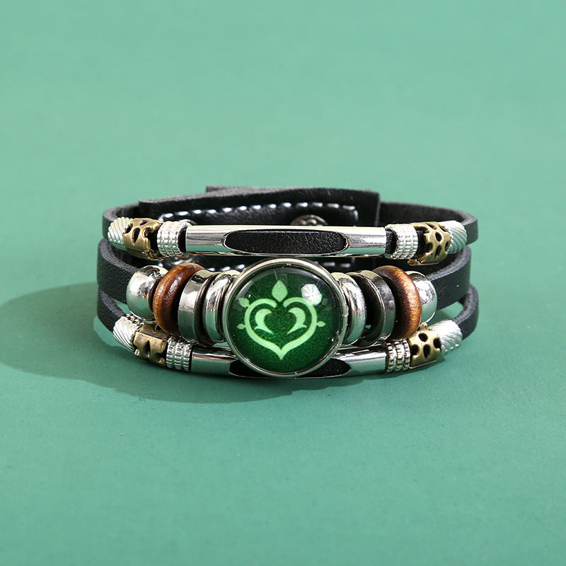 Men's Korean Element Luminous Fashion Alloy Snap Button Bracelet - Luminous Grass-Type a MegaBDM