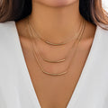 Glossy Personalized Round Tube Twin Metallic Snake Bones Necklace - 07 Gold / Specifications MegaBDM