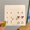 Simple Niche Design Night Market Stall Rings - 6# Wine Red Love (Seven-Piece) MegaBDM