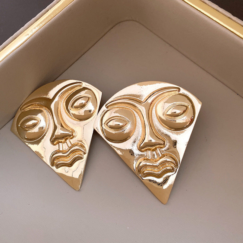 Women's Needle Round Curved Geometric Ear Retro Personalized Temperamental Light Luxury Earrings - 43# Silver Needle-Gold MegaBDM