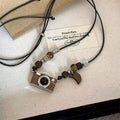 Women's Delicate Heart Light Luxury Graceful Fashionable Butterfly Clavicle Necklace - 2# Leather Rope Camera MegaBDM