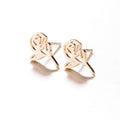 Lotus Ear Bone Hollow Origami Stainless Stud Earrings - 082 Gold MegaBDM