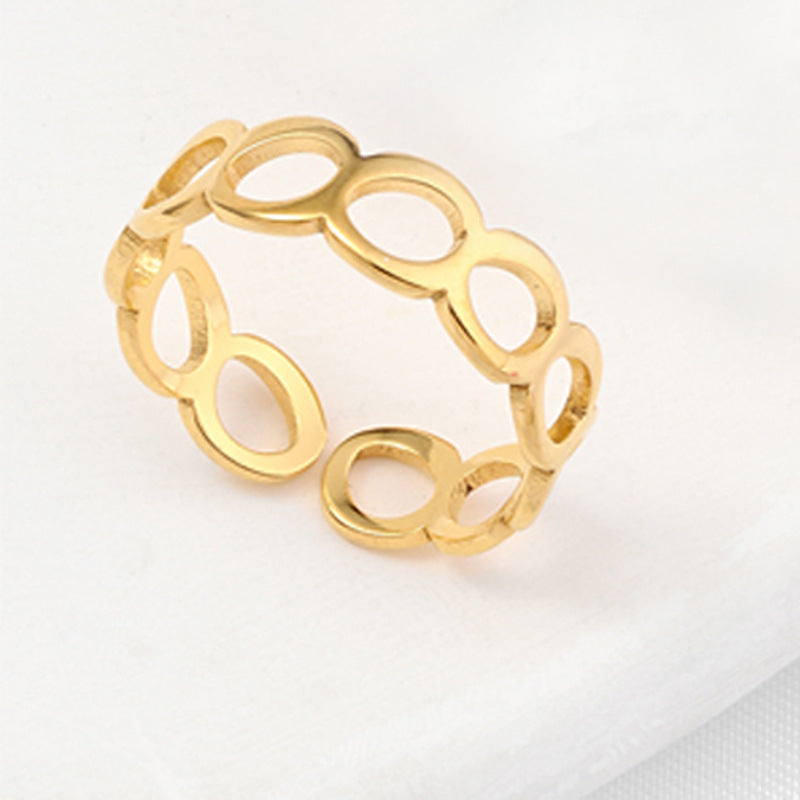 Titanium Steel Three-piece Design Niche Opening Adjustable Suit Rings - Gold (Opening 8) / No. 8 MegaBDM