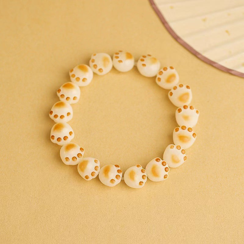 Pumpkin Lotus Beads White Jade Bodhi Rich Flower Charcoal Bracelets - Cat's Paw Buddha Beads MegaBDM