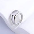 Fashion Geometry Pattern Square Round Smooth Opening Male Rings - White Gold Color Jz02087 MegaBDM