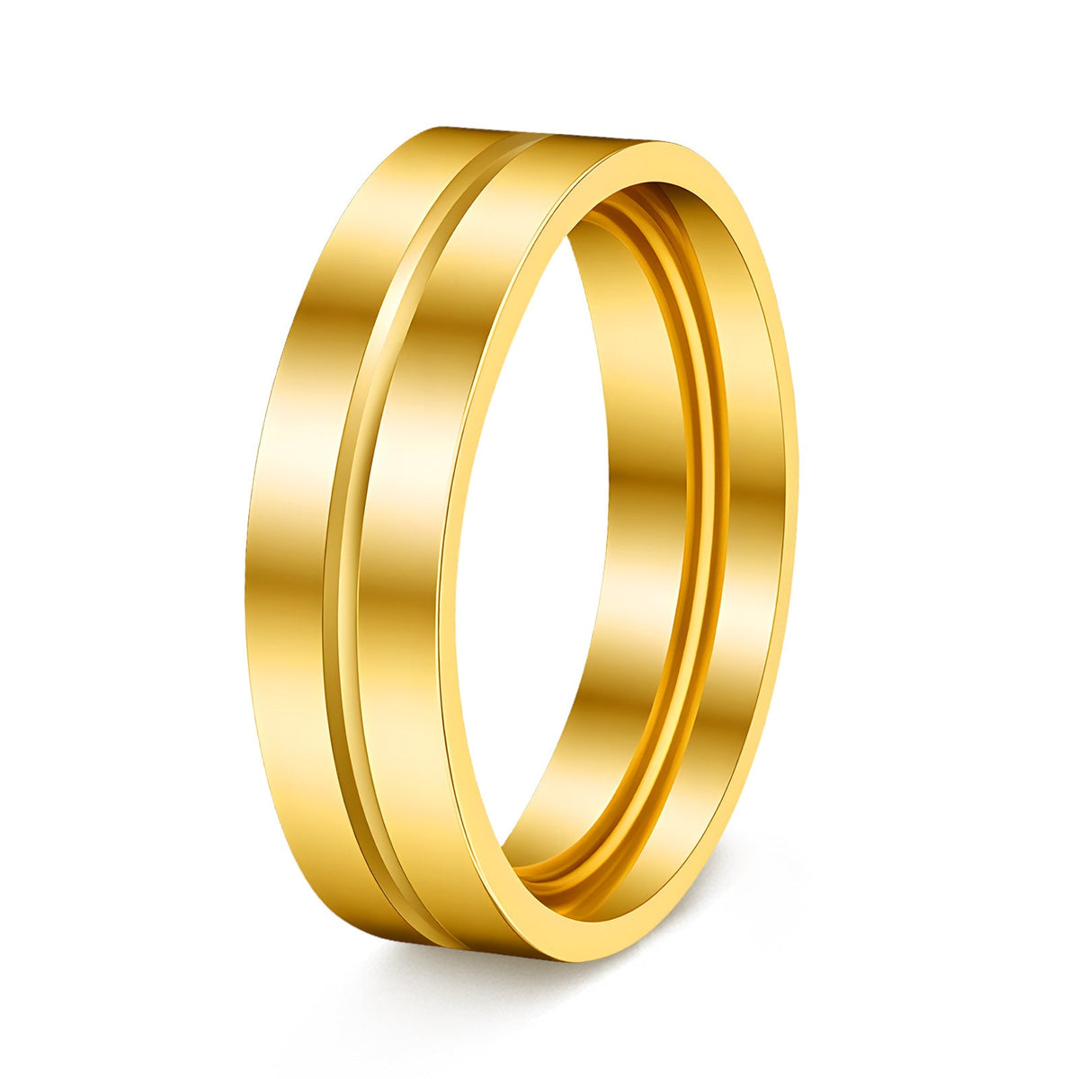 Stainless Steel Diamond Couple Zircon Bag Rings - Gold without Diamond / No. 5 MegaBDM