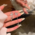 Women's Sier Needle Flower Pearl Exquisite Niche Earrings - Asymmetric Butterfly Tassel Stud Earrings MegaBDM