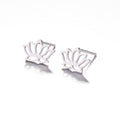 Lotus Ear Bone Hollow Origami Stainless Stud Earrings - 084 Steel Color MegaBDM