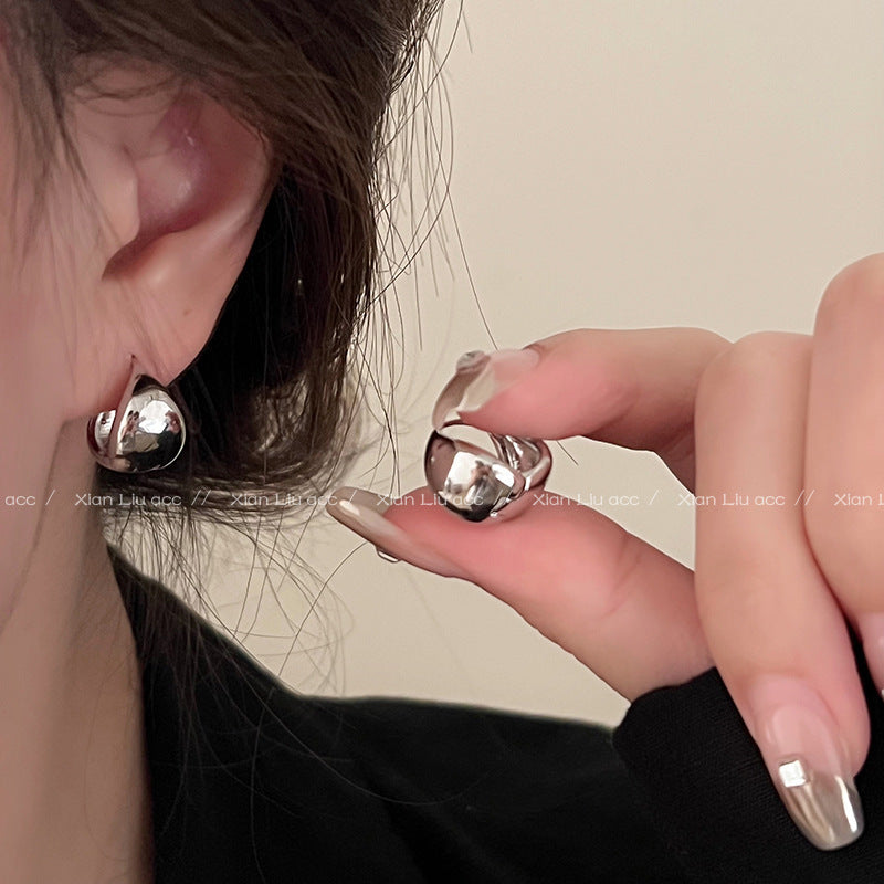 Sweet Cool Simple Niche Design Premium Ear Female Earrings - M459 Silver (Copper) MegaBDM