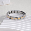 Innovative Classic Module Gold-plated Pattern Stainless Bracelets - Solid Double Love Heart Middle Gold BD-234 MegaBDM