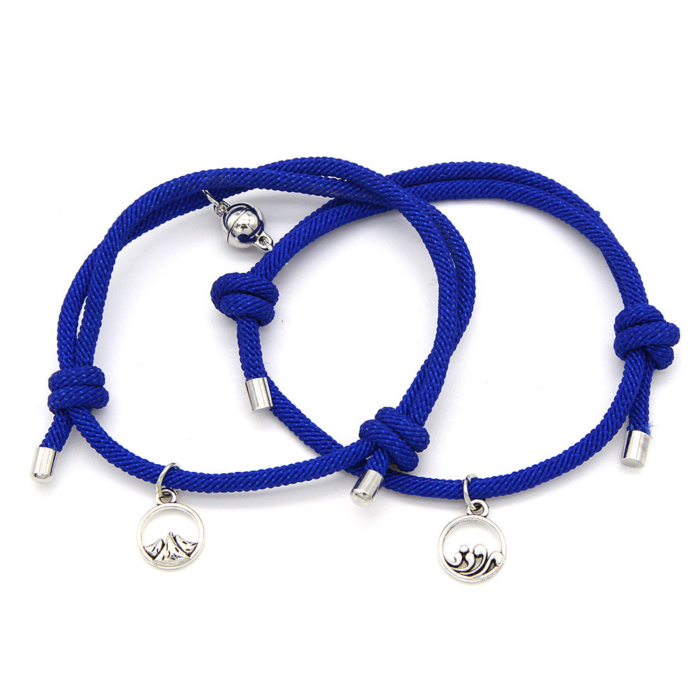 Alloy Sun Moon Oath Couple Magnet Bracelet - Sapphire Blue MegaBDM