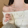 Women's Sky Pearl Long Light Luxury Twin Dress Dignified Generous Necklaces - Gold Starry Pearl Twin Necklace MegaBDM