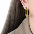 Women's Creative High Sense Luxurious Personalized Temperament Titanium Steel Gold Bead Rings - F1005-gold Earrings MegaBDM