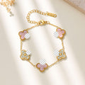 Three-dimensional Flower Elegant Handmade Fashion Temperament Stainless Steel Bracelet - 13mm Light Pink / 18K Furnace Vacuum Vapor Plating MegaBDM