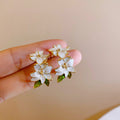Women's Flower Shell Tassel Light Luxury High-grade Earrings - 29# Silver Needle-Golden-White-Green MegaBDM