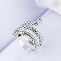 Women's & Men's Punk Heavy Wide Face Abstract Art Open Distressed Street Tide Ring - Glasses King Snake Ring 33 / Adjustable Opening MegaBDM