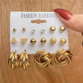 Ear Square Geometric Vintage Pearl Hepburn Style Earrings - H-3699 / Alloy MegaBDM